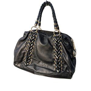 Tahari Handbag Black Leather Satchel Carryall Purse Bag Sustainable Fashion Gift